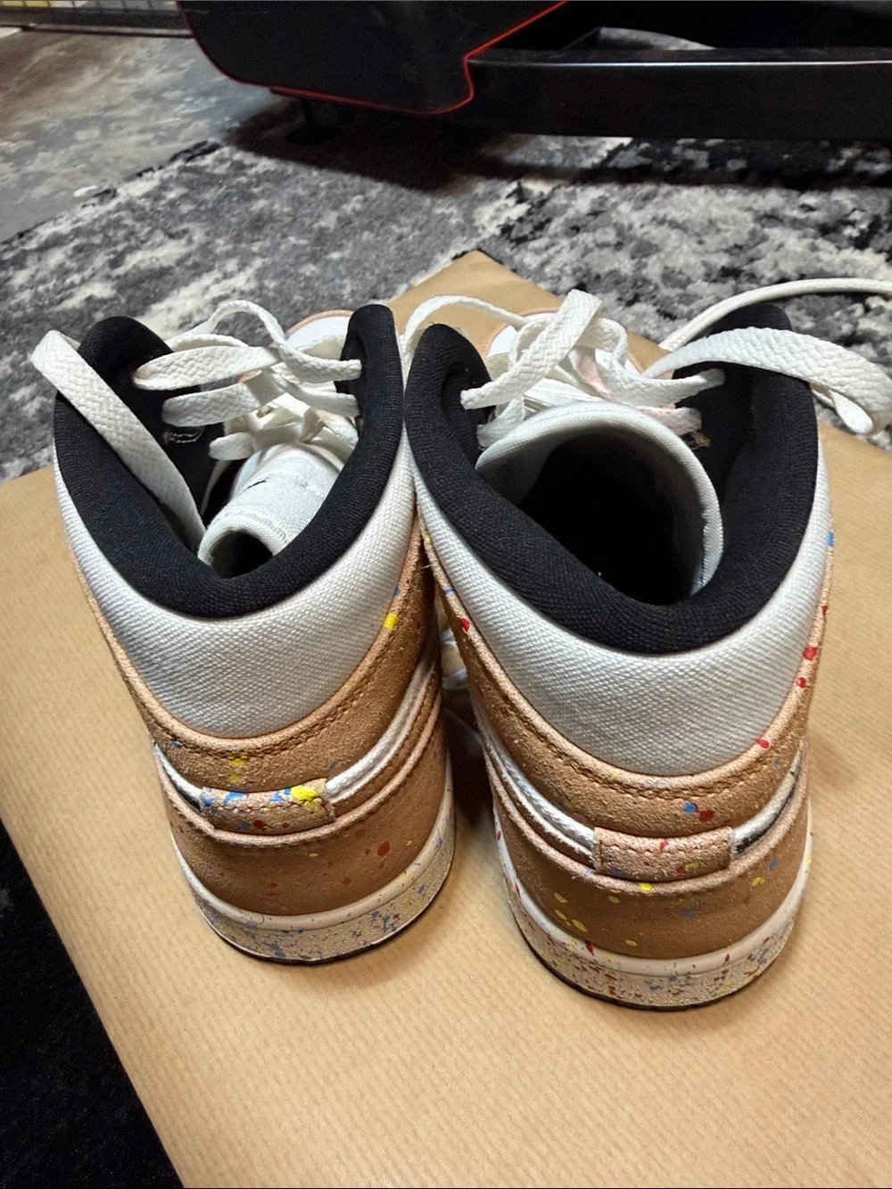 Jordan Men’s Athletic Shoes White Tan with Multicolor Speckle